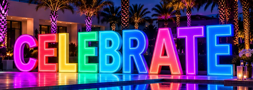 Illustrative colorful LED letter event installation