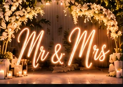 Illustrative illuminated wedding signage